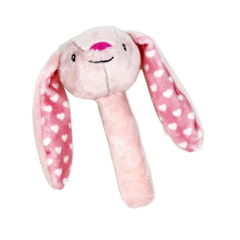 Jouet d’activité à empiler en peluche Bab & Tot : lapin rose