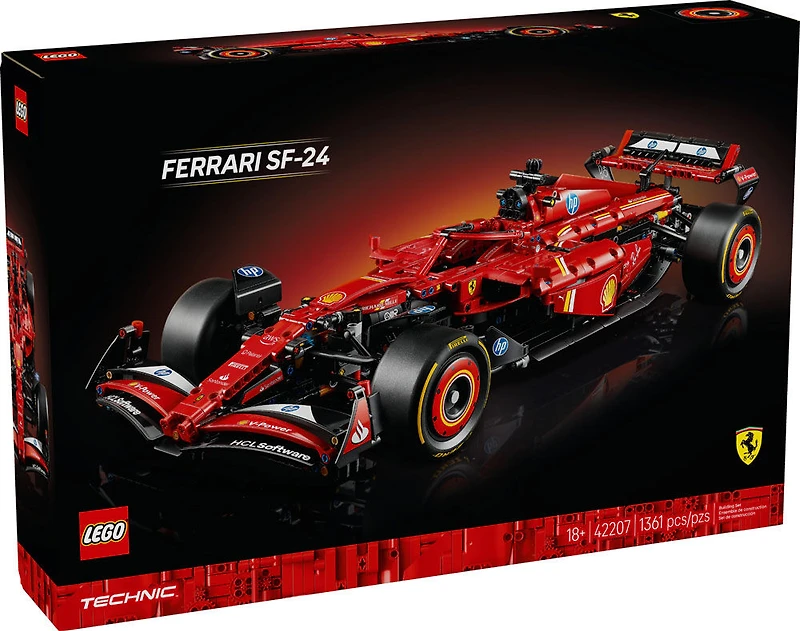 LEGO Technic Ferrari SF-24 F1 Car Model Kit for Adults, Build Your Own Racing Vehicle Set 42207
