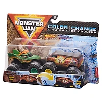 Monster Jam, Official Dragon vs. Thunder Bus Color-Changing Die-Cast Monster Trucks, 1:64 Scale