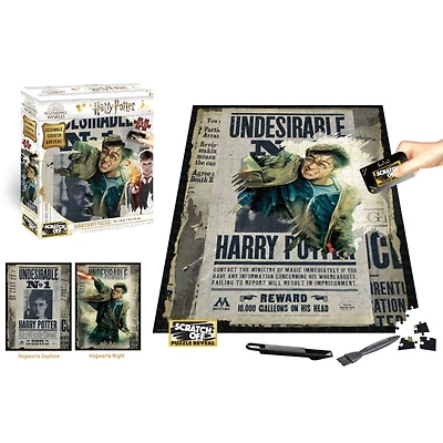 Prime3D Scratch Off Puzzle Reveal - Harry Potter Wanted - Casse-tête 500 pièces Harry Potter
