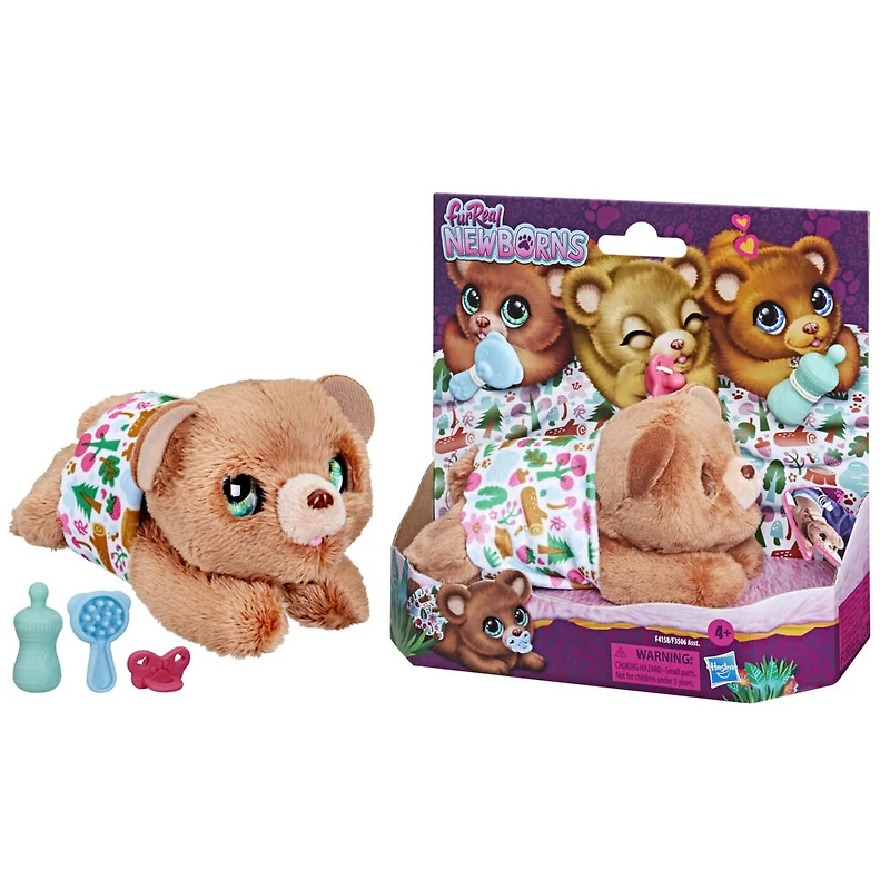 furReal Newborns, Ourson, peluche animatronique interactive, animal de compagnie électronique avec sons, yeux qui se ferment, dès 4 ans