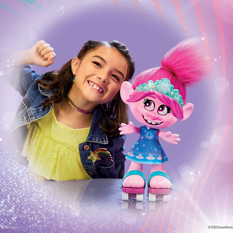 DreamWorks Trolls World Tour - Dancing Hair Poppy Interactive Talking Singing Doll with Moving Hair - English Edition
