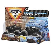 Monster Jam, Coffret de 2 monster trucks officiels en métal moulé Soldier Fortune Black Ops vs Max-D qui changent de couleur, échelle 1:64