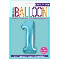 Blue Number 1 Shaped Foil Balloon 34"