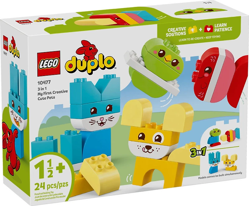 LEGO DUPLO Mon premier Les Animaux de Compagnie Créatifs 3 en 1, Jouet de Construction Créative pour les Tout-petits 10477