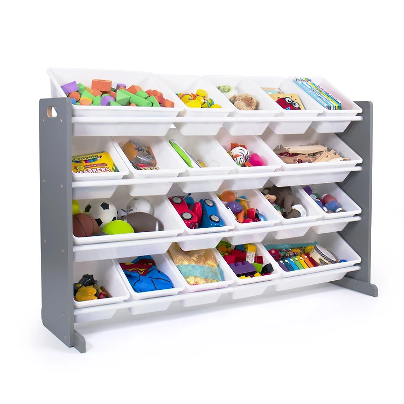 Toy Organizer with 20 Bins, Grey/White