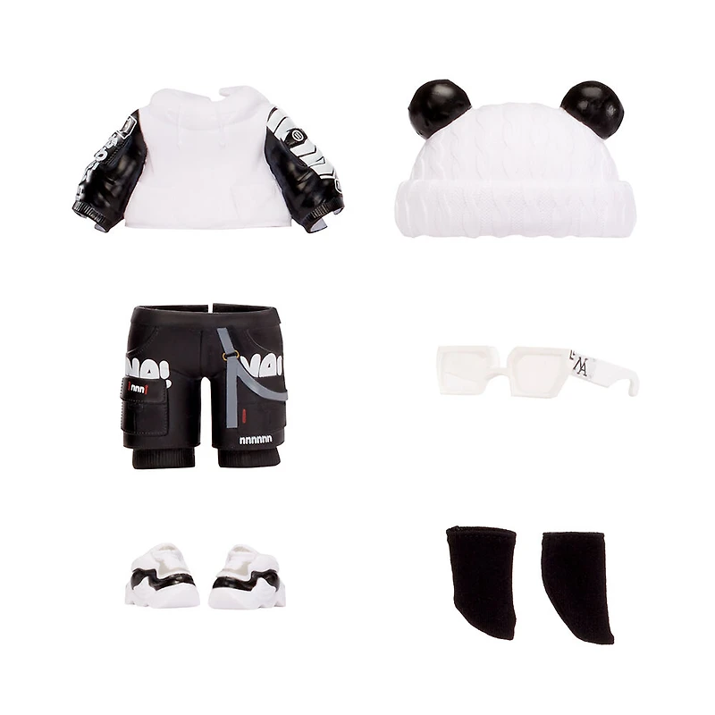 Na Na Na Fuzzy Surprise série 1 Peter Panda - Poupée-mannequin articulée de 7 po (18 cm)