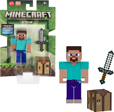 Collection de figurines et d'accessoires Minecraft, échelle de 3,25 pouces et design pixelisé (les personnages peuvent varier)