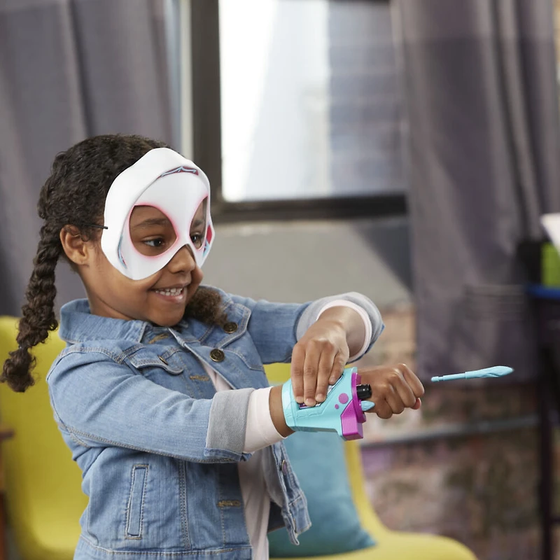 Marvel Spider-Man : Across the Spider-Verse, Lanceur Web-Shot avec masque Spider-Gwen, article de déguisement