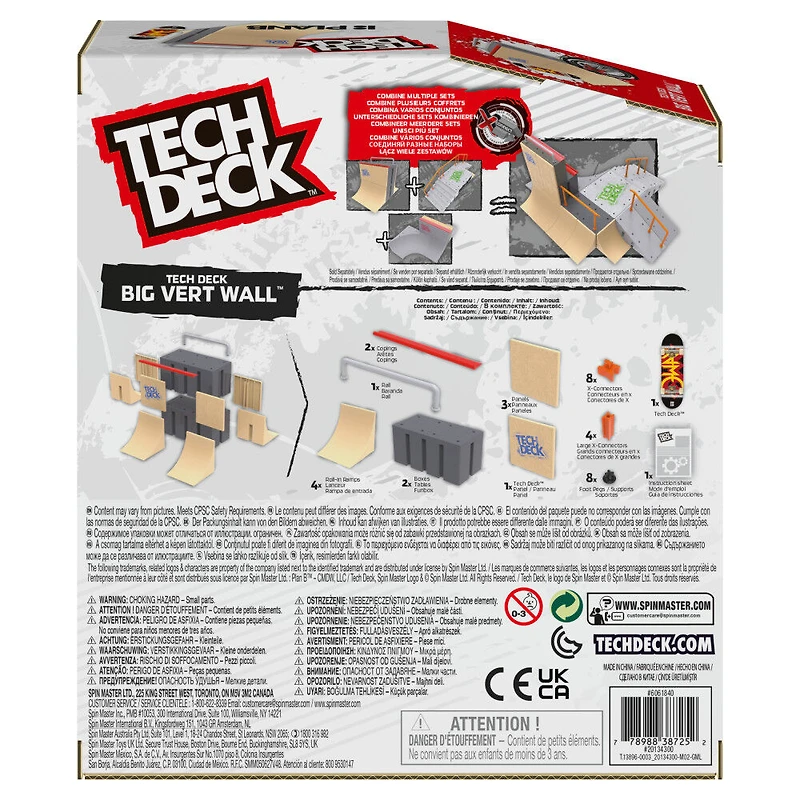 Tech Deck, Big Vert Wall X-Connect Park Creator, Coffret rampe à construire et à personnaliser avec fingerboard exclusif