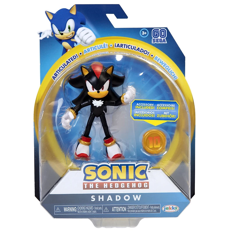 SONIC - Figures 4 pouces avec accessoires - Vague 1 - Shadow avec Accessoire Super Bague 