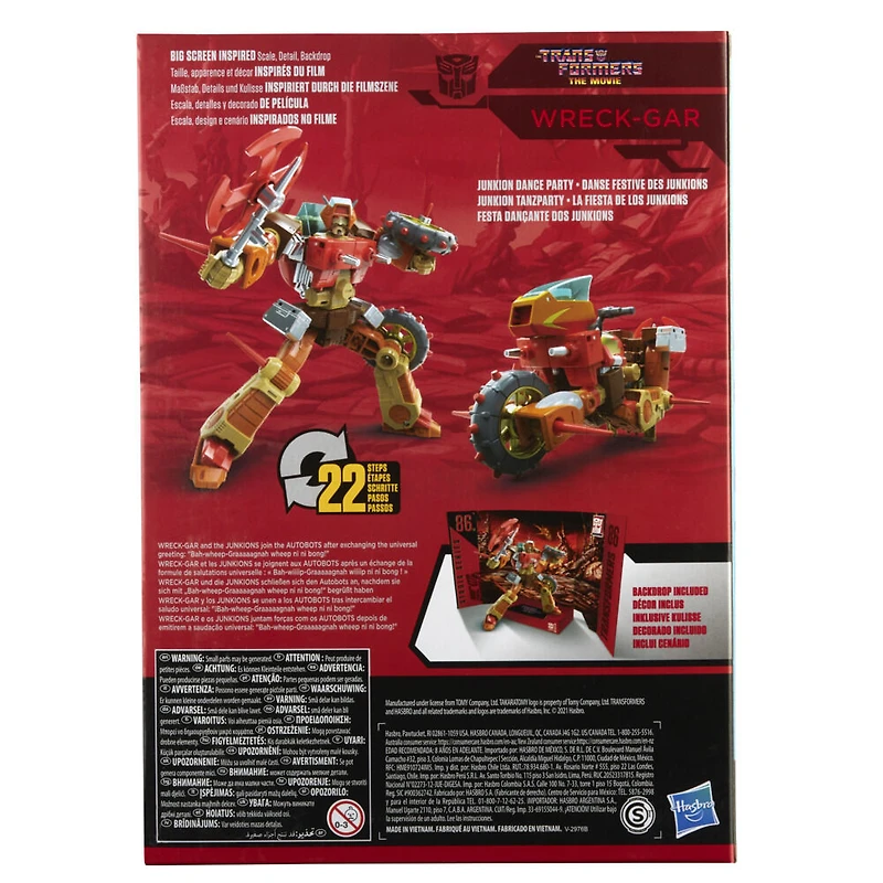 Transformers Studio Series 86-09, figurine Wreck-Gar 1986 de 16,5 cm de Transformers : le film, classe Voyageur