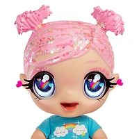 Poupon GLITTER BABYZ Dreamia Stardust avec 3 changements de couleur magiques / poupée aux cheveux roses avec tenue arc-en-ciel et couche réutilisable, biberon et sucette