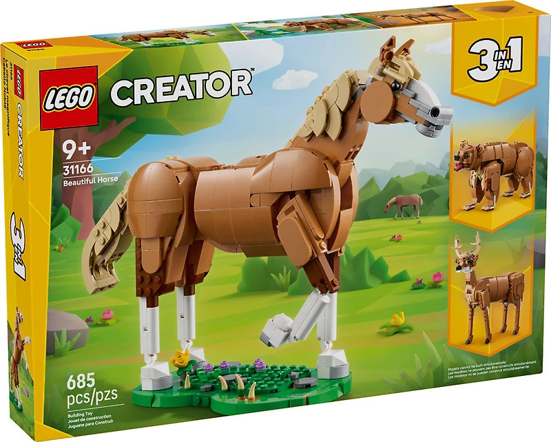 LEGO Creator 3en1 Le cheval magnifique, Ensemble à Construire, Se Transforme en Ours ou en Cerf 31166