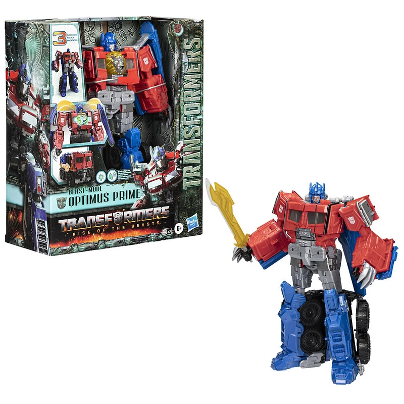 Transformers: Rise of the Beasts, figurine Beast-Mode Optimus Prime de 25 cm avec sons et lumières - Édition anglaise