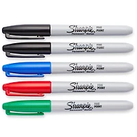 Sharpie Permanent Markers, Fine Point, Assorted Colours, 5 Count