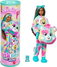 Barbie Cutie Reveal Care Bears Doll & Accessories, Series 2 Good Vibes Bear with 10 Surprises