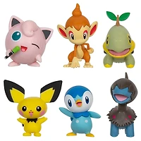Pokémon Battle Figure Multipack 6-Pack - 2" Pichu, Deino, Jigglypuff #1, Turtwig, Piplup, Chimchar