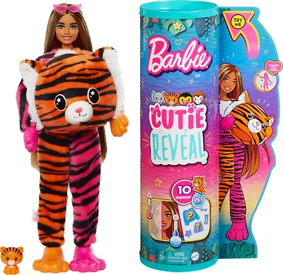 Barbie Poupée Cutie Reveal Série Jungle, tigre et accessoires