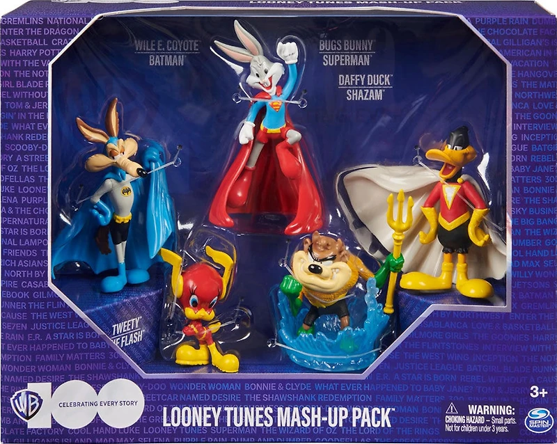 DC Comics, Looney Tunes Mash-Up Pack, Limited Edition WB 100 Yrs Anniversary, 5 Looney Tunes x DC 4-Inch Superhero Figures