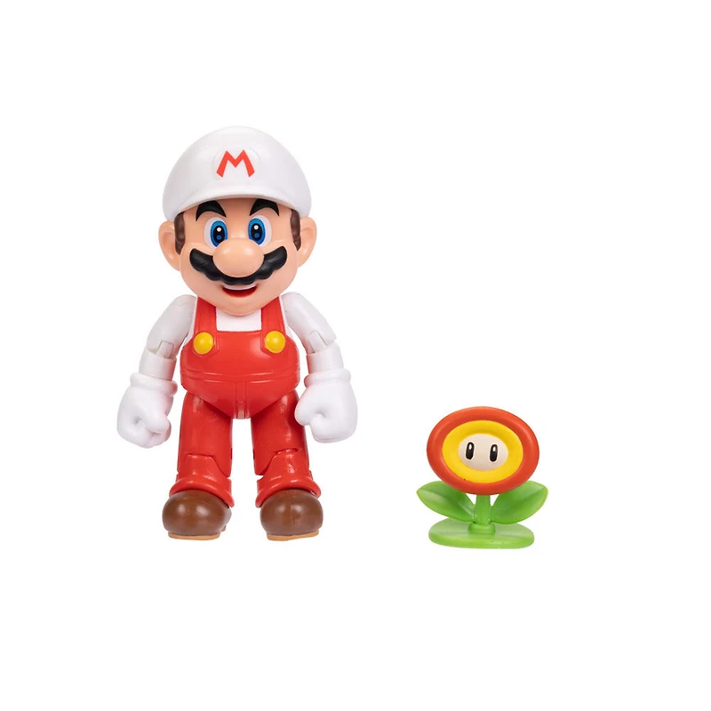 Figurine Super Mario 4 pouces - Mario de feu avec Fleur de feu 