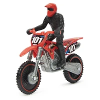 Supercross, Authentic Luke Clout 1:24 Scale Die-Cast Motorcycle with Rider Figure, for Kids and Collectors