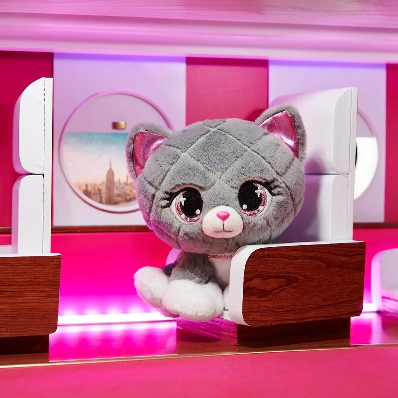 P.Lushes Designer Fashion Pets, Maxine Purrnel, chaton en peluche, gris/blanc, 15,2 cm