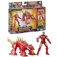 Marvel Mech Strike Mechasaurs, figurine Iron Man de 10 cm avec Iron Stomper Mechasaur