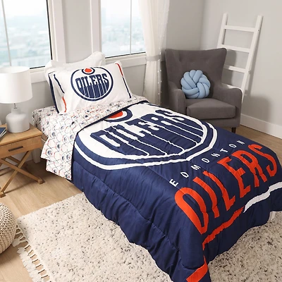 Ensemble de literie simple 4 pièces LNH- Oilers de Edmonton