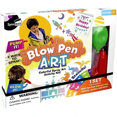 SpiceBox Children's Art Kits Imagine It Blow Pen Art - English Edition