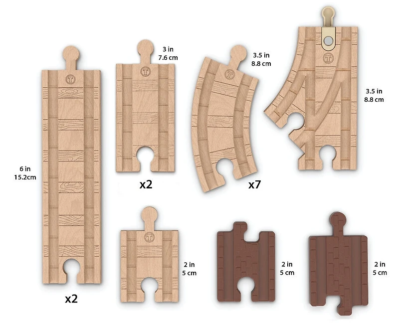 Thomas et ses amis - Piste en bois - Coffret de sections de piste droites et courbes Clackety Track