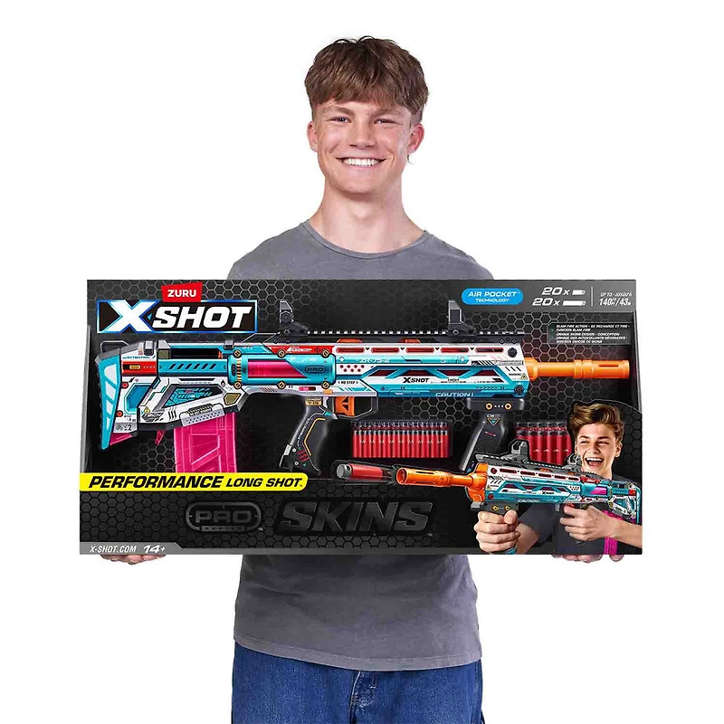 X-Shot SKINS PRO S1 SINISTER(40 Darts)Pistola XSHOT Skins Pro Series Longshot (40 dardi) di ZURU