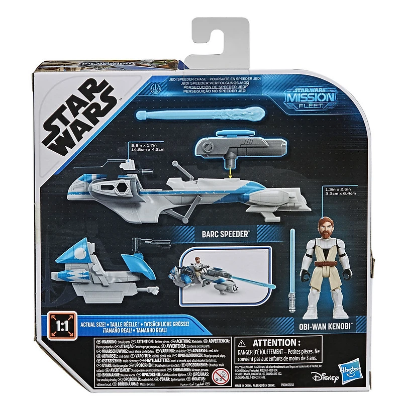 Star Wars Mission Fleet Expedition Class, Obi-Wan Kenobi Jedi Speeder Chase, figurine de 6 cm avec véhicule