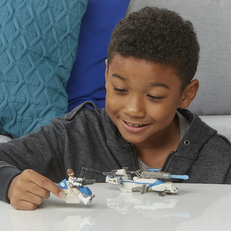 Star Wars Mission Fleet Expedition Class, Obi-Wan Kenobi Jedi Speeder Chase, figurine de 6 cm avec véhicule