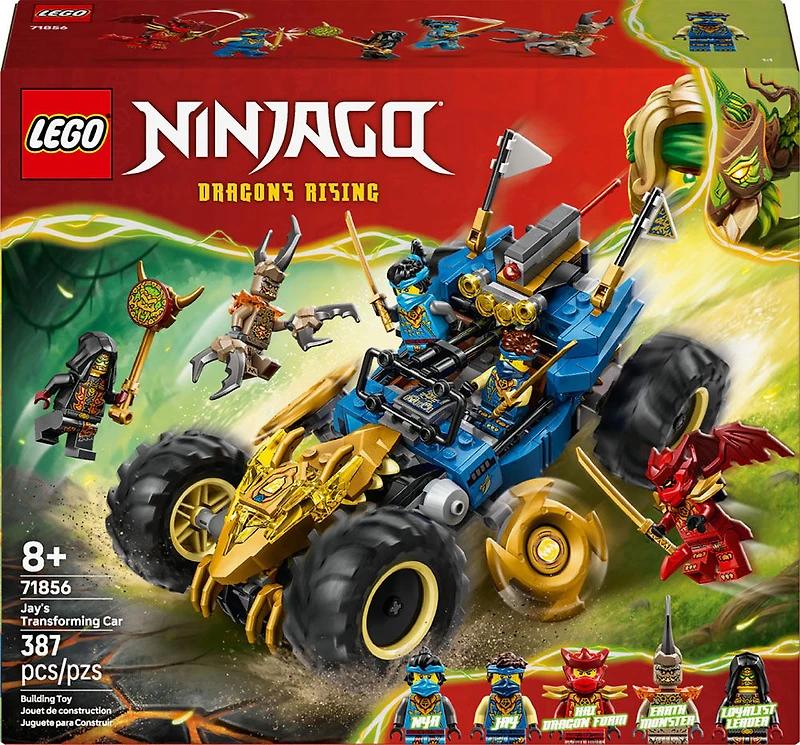 LEGO NINJAGO La Voiture Transformable de Jay, Voiture de Ninja, Ensemble de Construction avec 5 Figurines 71856