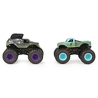 Monster Jam, Coffret de 2 monster trucks officiels en métal moulé Mohawk Warrior vs. W qui changent de couleur, échelle 1:64