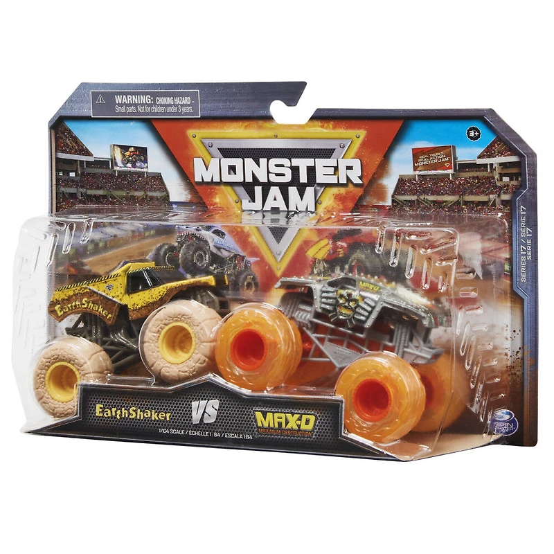 Monster Jam, Monster trucks officiels en métal moulé EarthShaker Vs. Max-D, échelle 1:64