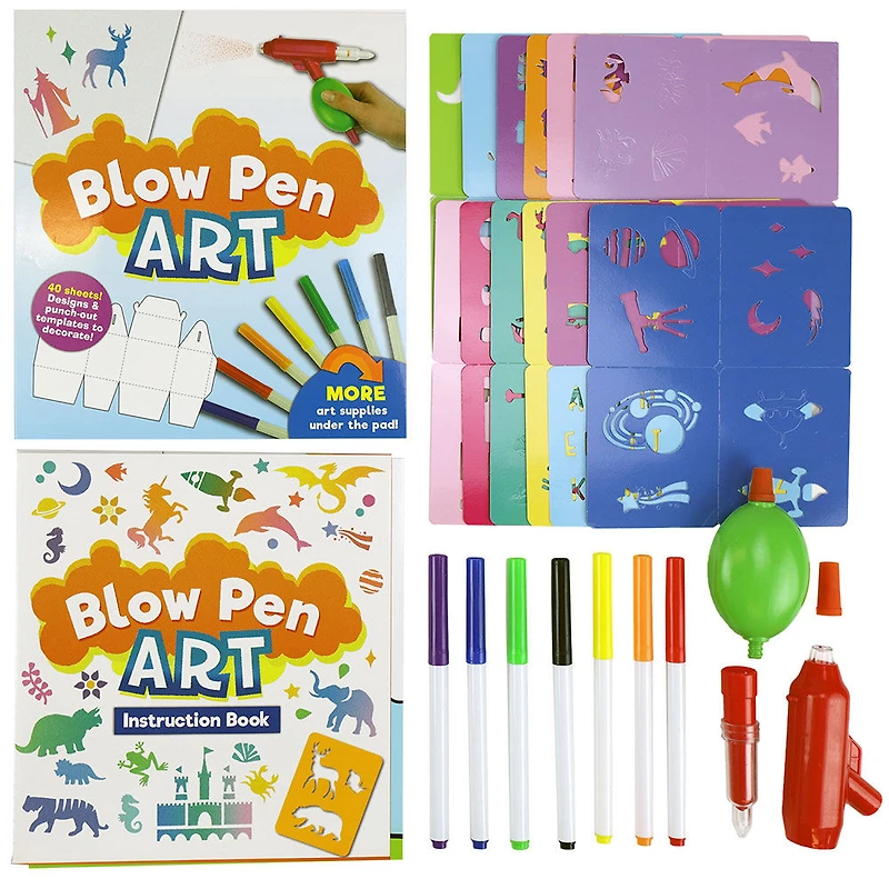 SpiceBox Children's Art Kits Imagine It Blow Pen Art - English Edition