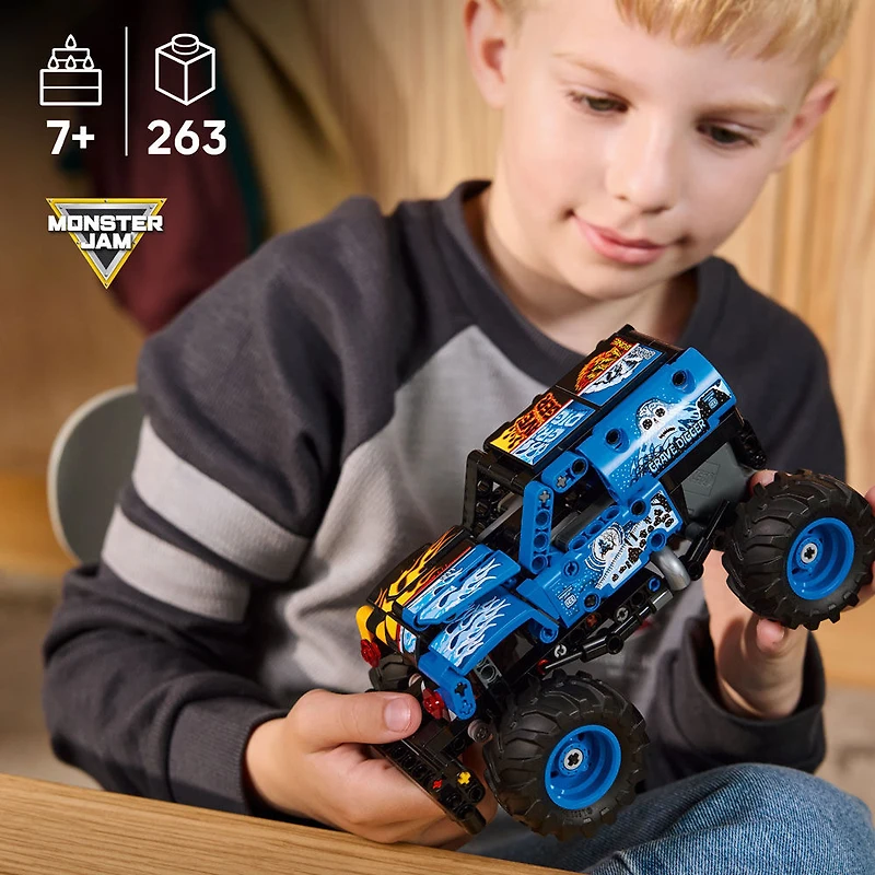 LEGO Technic Monster Jam Grave Digger Feu et Glace, Jouet de Camion à Rétrofriction 42199