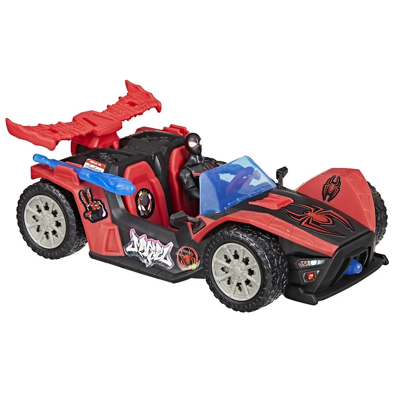 Marvel Spider-Man VenomVersus Epic World of Action Miles Morales Bolide de course Remix, figurine et voiture, jouets de super-héros, dès 4 ans
