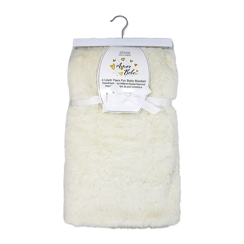 Couverture en peluche en fausse fourrure : Ivoire