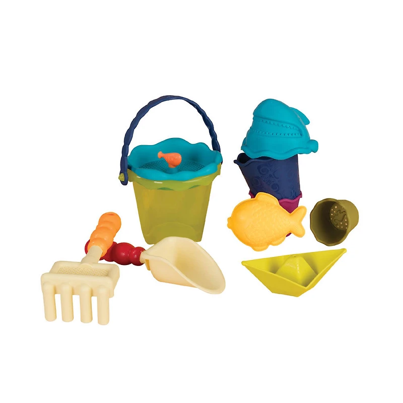 Chariot de plage rouge clair et accessoires, B. Toys