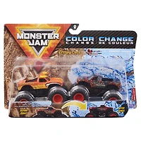 Monster Jam, Coffret de 2 monster trucks officiels en métal moulé El Toro Loco vs Northern Nightmare qui changent de couleur, échelle 1:64