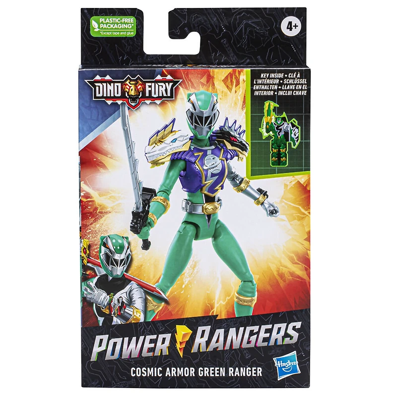 Power Rangers Dino Fury Ranger vert Armure Cosmic, figurine Power Rangers de 15 cm