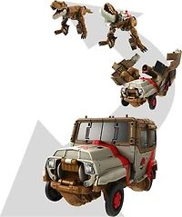 Jurassic World-Course-poursuite rugissante-Tyrannosaure et camion