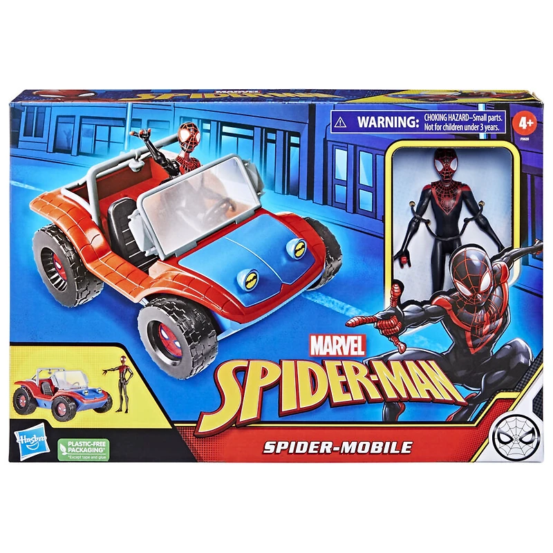 Marvel Spider-Man Spider-Mobile 6-Inch-Scale Vehicle with Miles Morales Action Figure