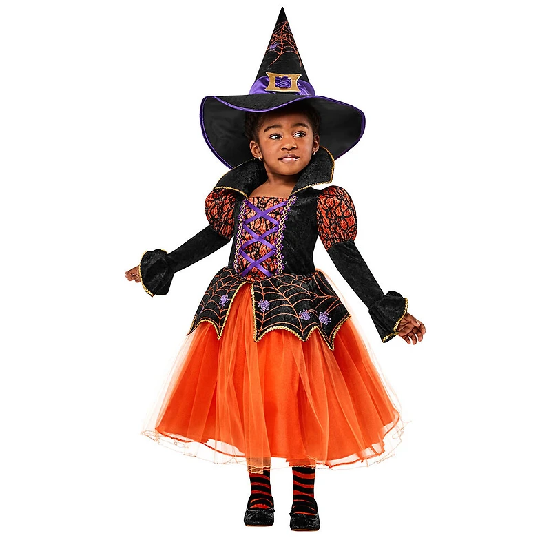 Orange Spider Witch Costume Size Medium (8-10)