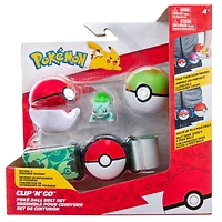 Pokémon Clip 'N Go, ensemble de ceinture Poké Ball - Poké Ball, Faiblo Ball (Nest Ball) et Bulbizarre (Bulbasaur) no 1