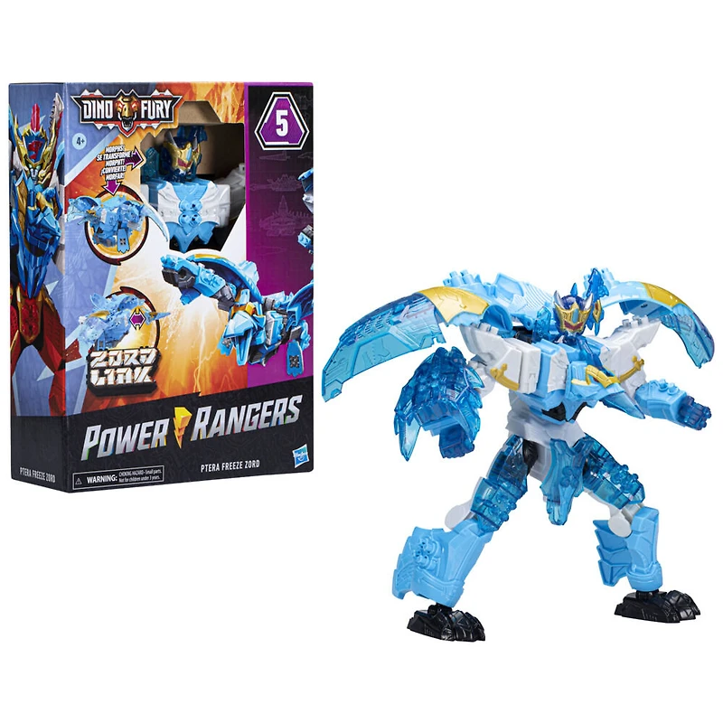 Power Rangers Dino Ptera Freeze Zord, Zord robot dinosaure avec système d'assemblage pour combiner Zord Link