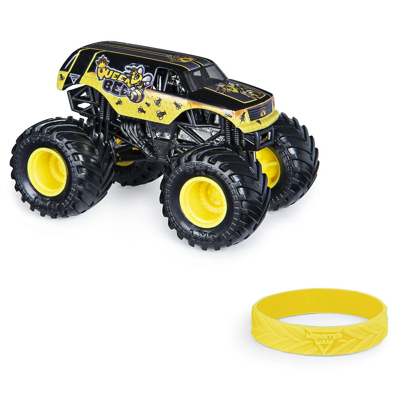 Monster Jam, Monster truck Queen Bee officiel, véhicule en métal moulé, série Danger Divas, échelle 1:64